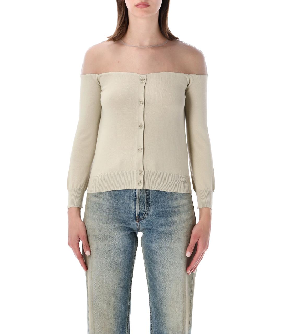 MM6 MAISON MARGIELA Бежевый хлопковый кардиган, фото 1