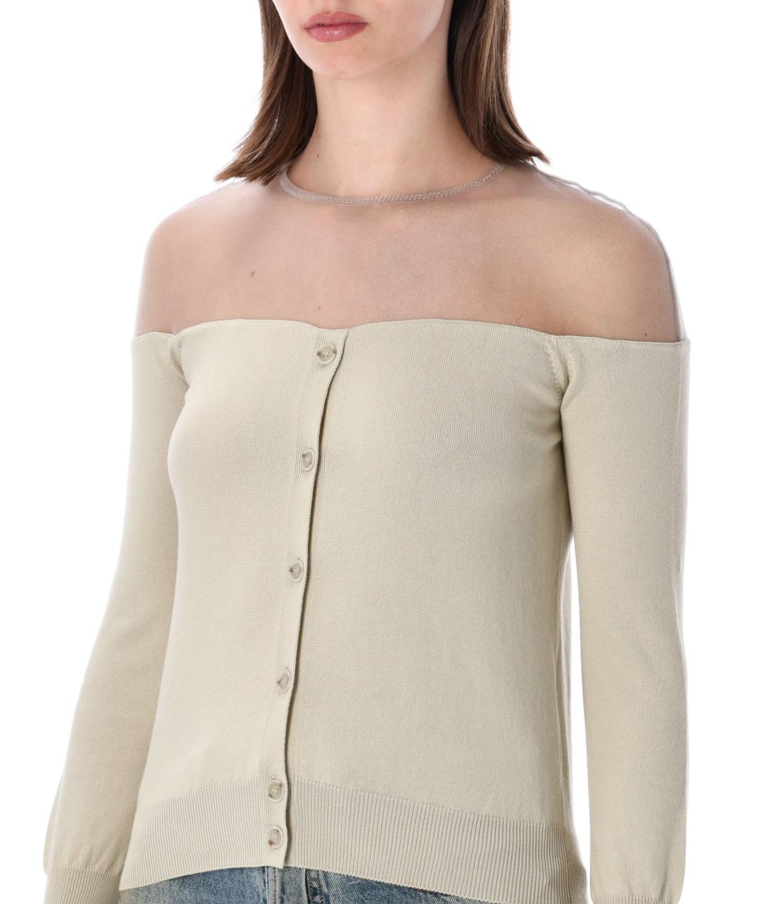 MM6 MAISON MARGIELA Бежевый хлопковый кардиган, фото 3