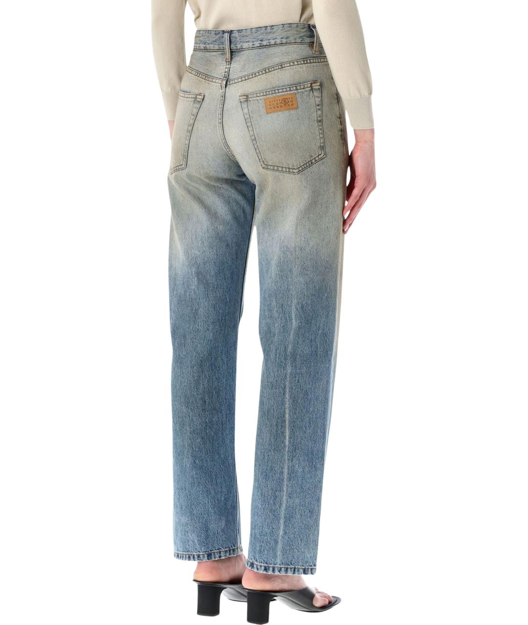 MM6 MAISON MARGIELA Синие хлопковые прямые джинсы, фото 2