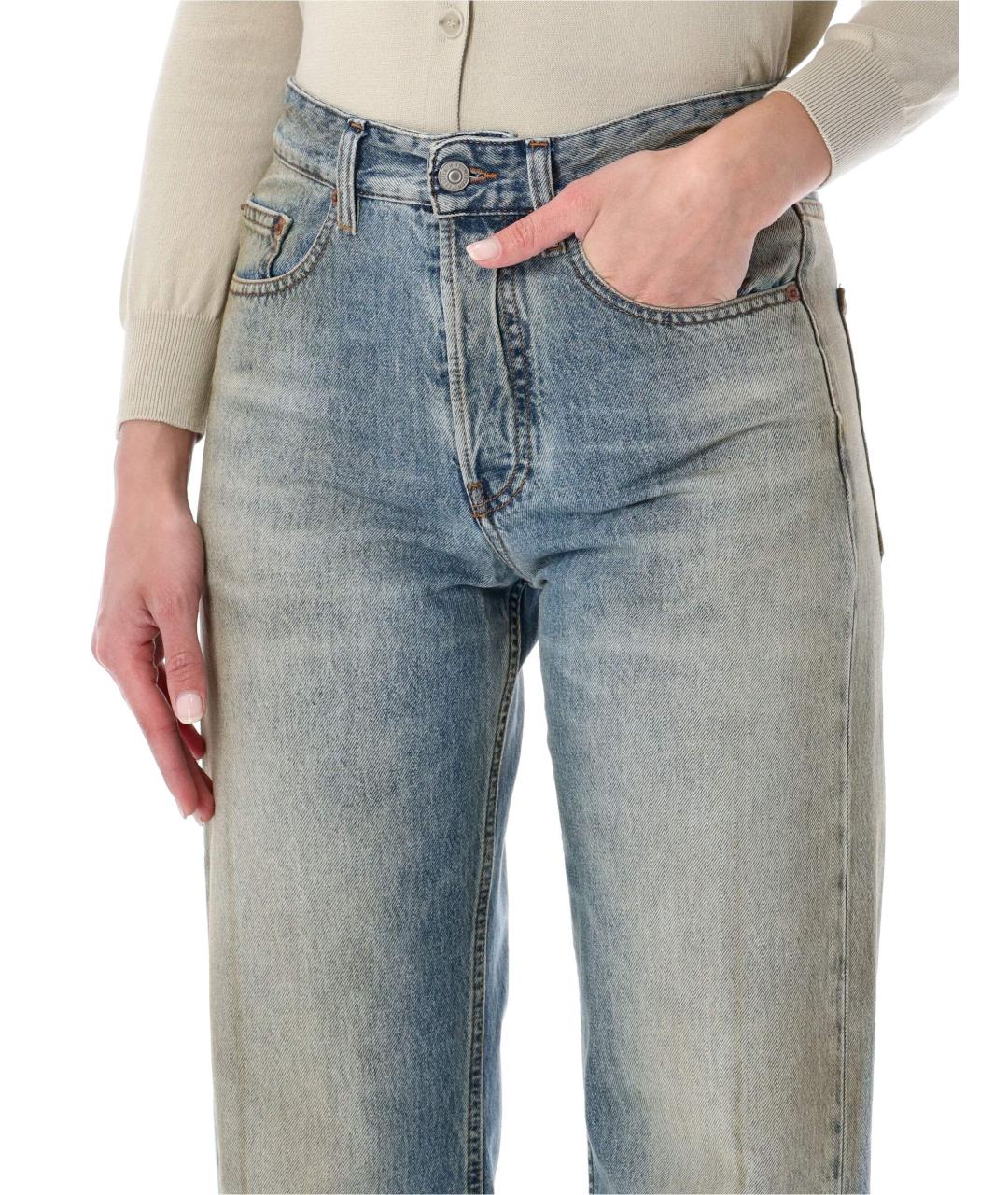 MM6 MAISON MARGIELA Синие хлопковые прямые джинсы, фото 3