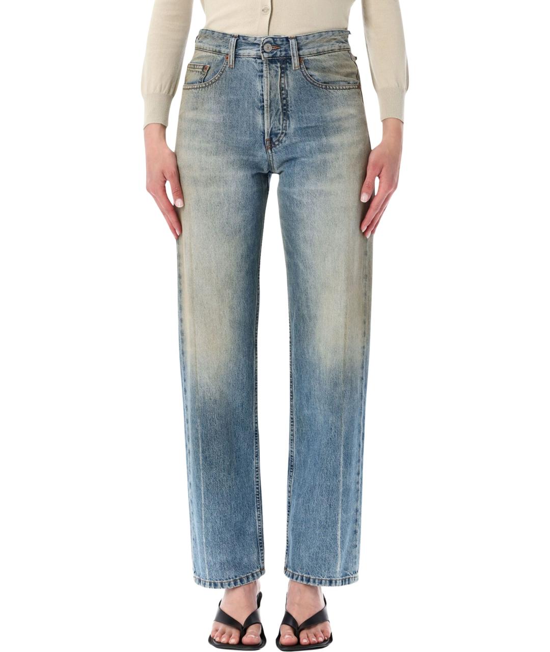 MM6 MAISON MARGIELA Синие хлопковые прямые джинсы, фото 1