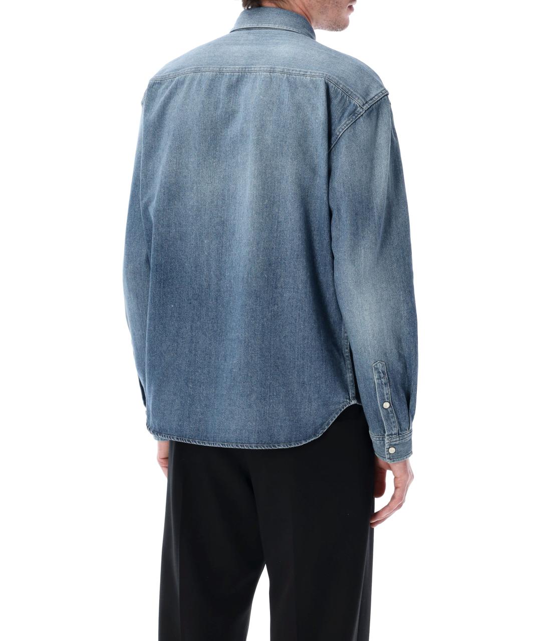 SAINT LAURENT Синяя хлопковая кэжуал рубашка, фото 2