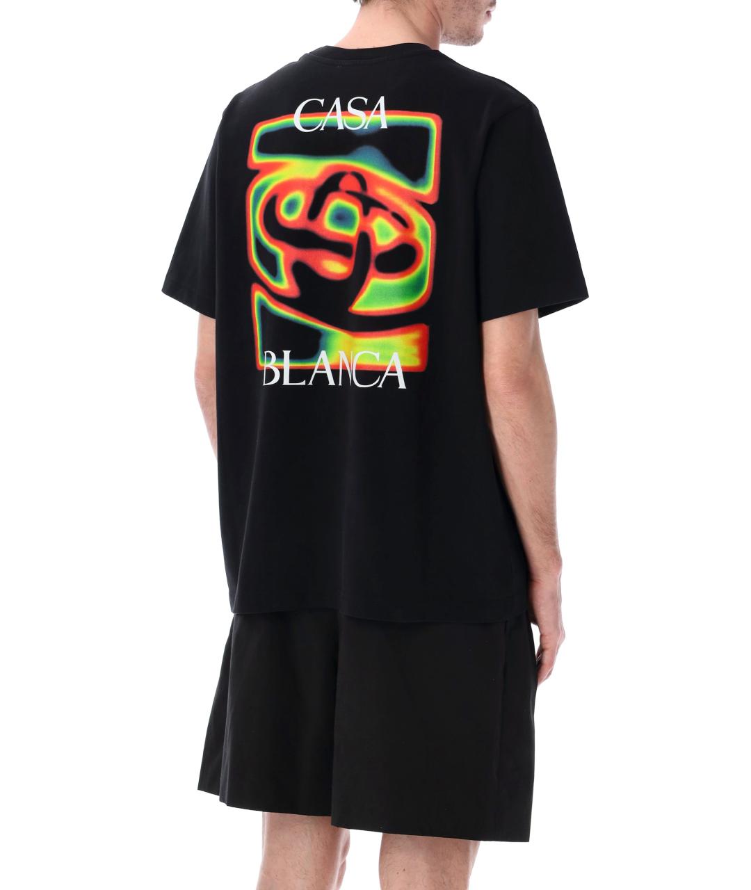 CASABLANCA Черная хлопковая футболка, фото 2