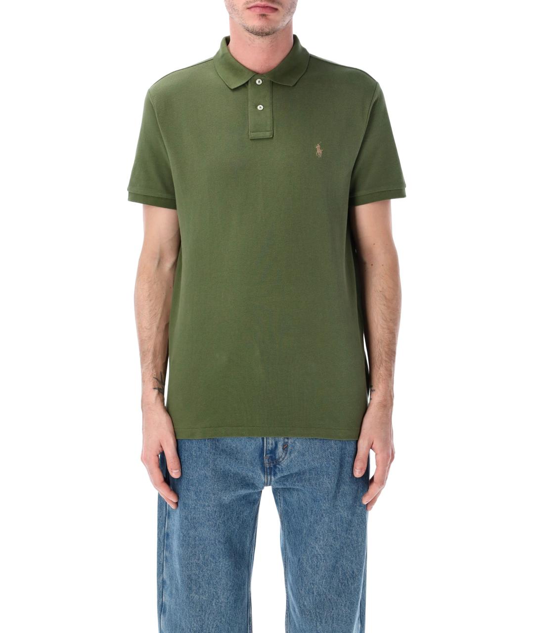 POLO RALPH LAUREN Зеленые хлопковое поло с коротким рукавом, фото 1