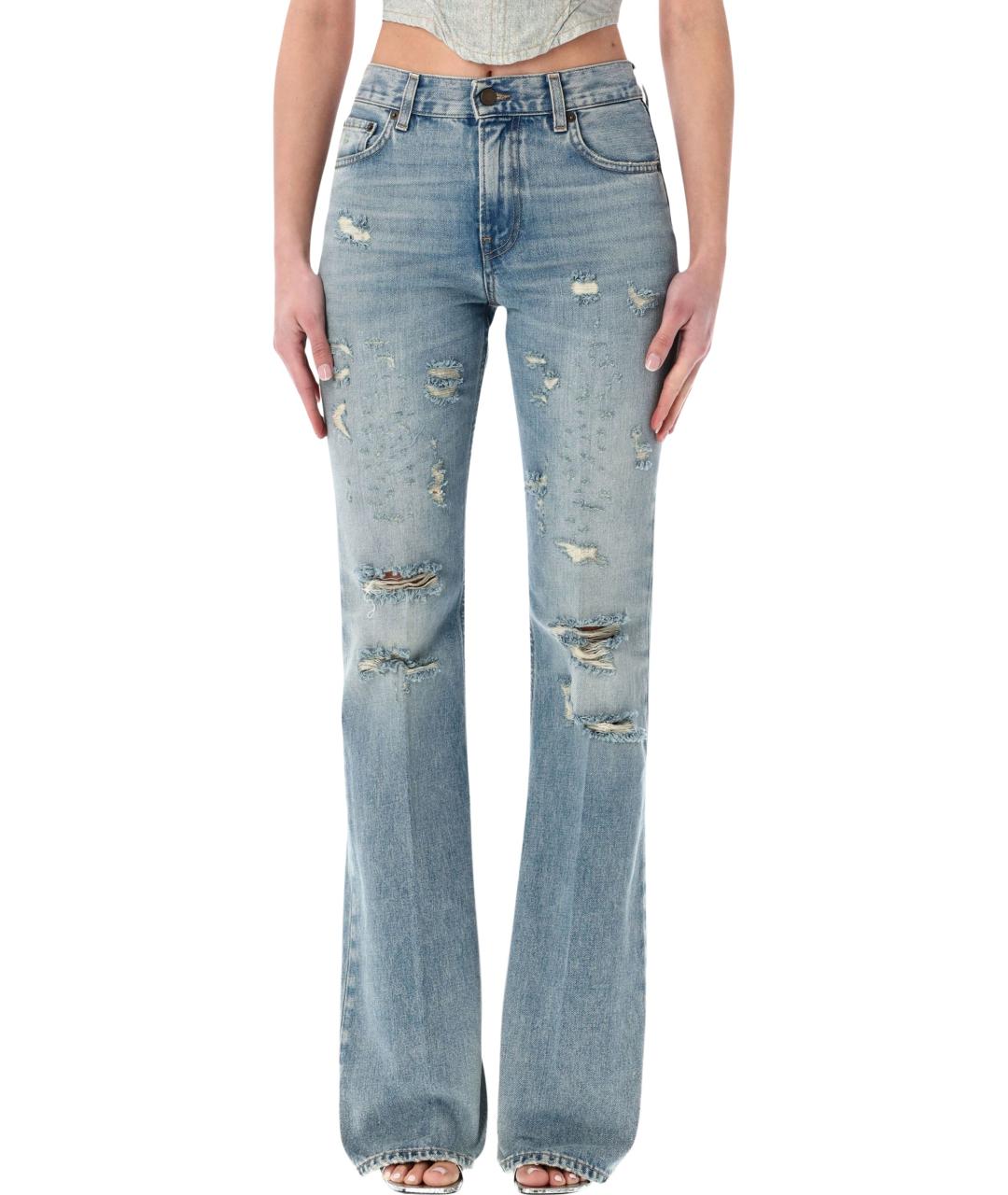 HAIKURE Голубые хлопковые джинсы клеш, фото 1