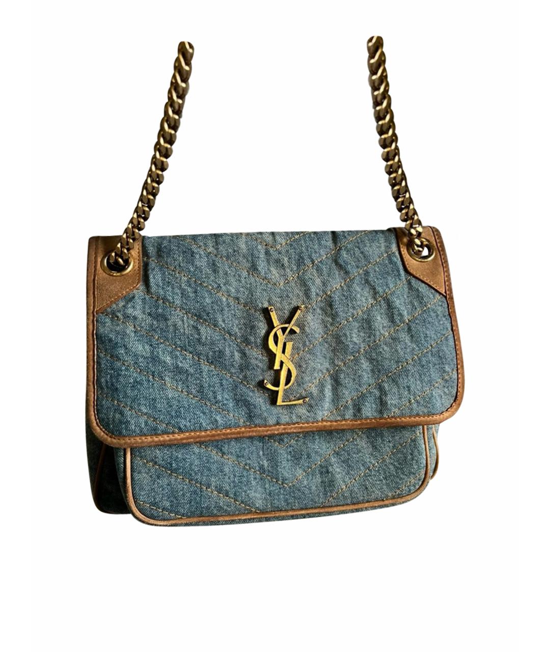 SAINT LAURENT Голубая деним сумка через плечо, фото 1