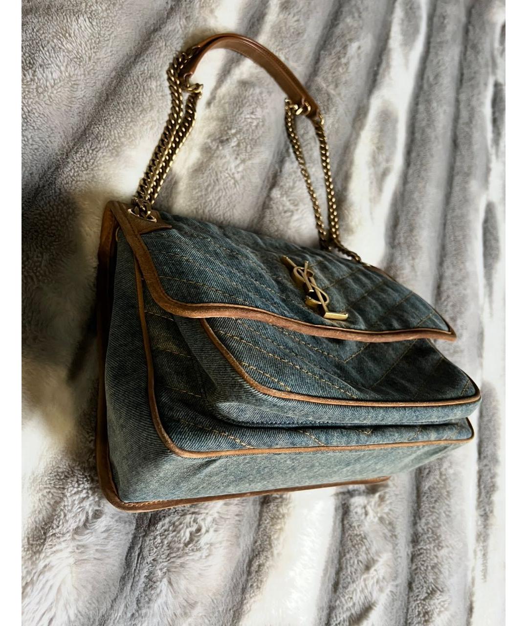 SAINT LAURENT Голубая деним сумка через плечо, фото 4