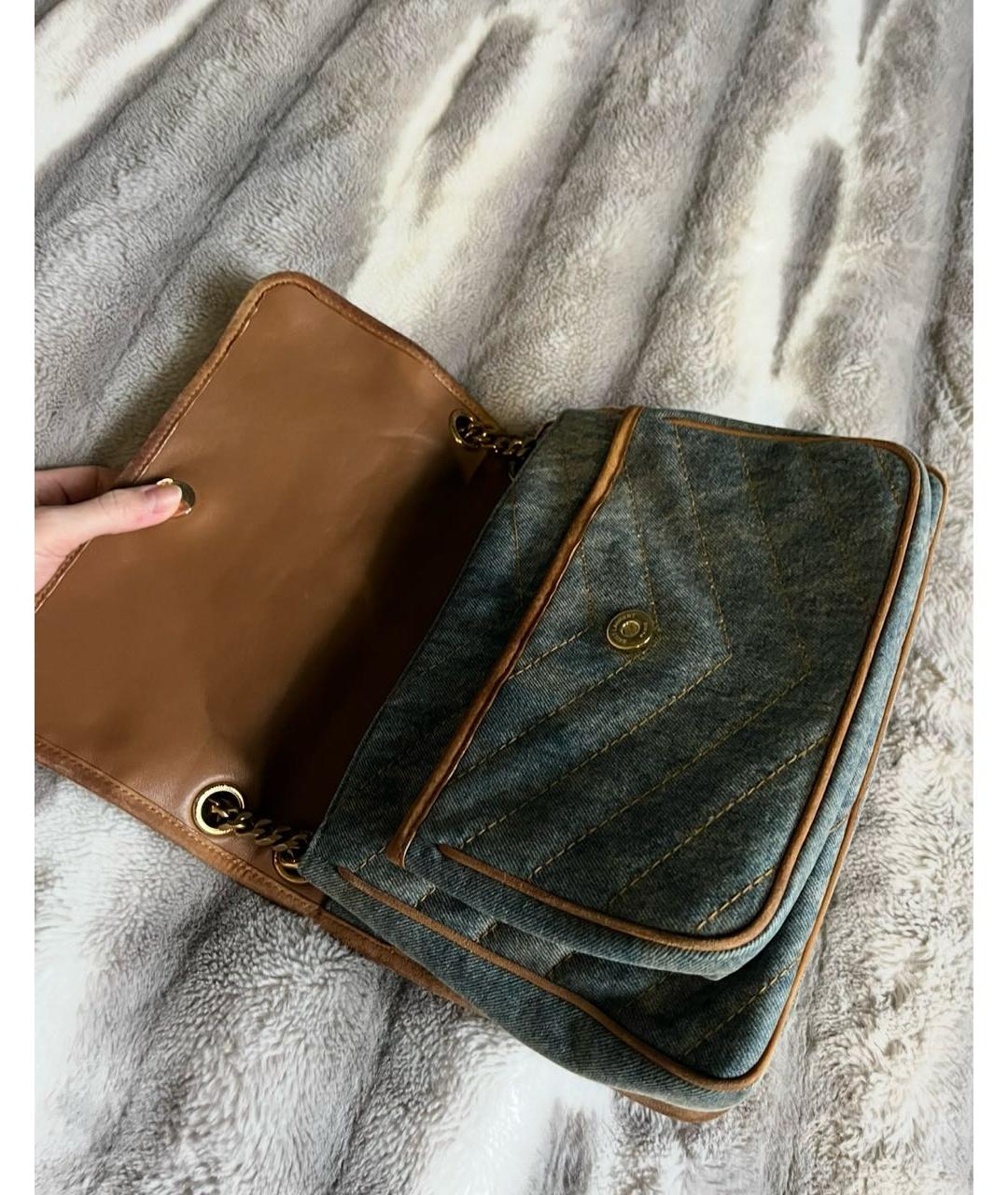 SAINT LAURENT Голубая деним сумка через плечо, фото 8