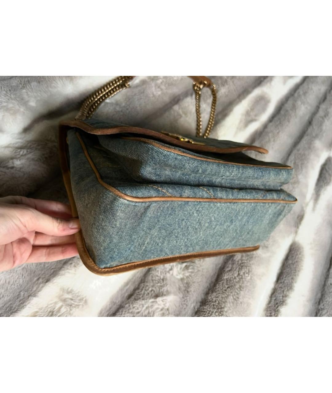 SAINT LAURENT Голубая деним сумка через плечо, фото 6