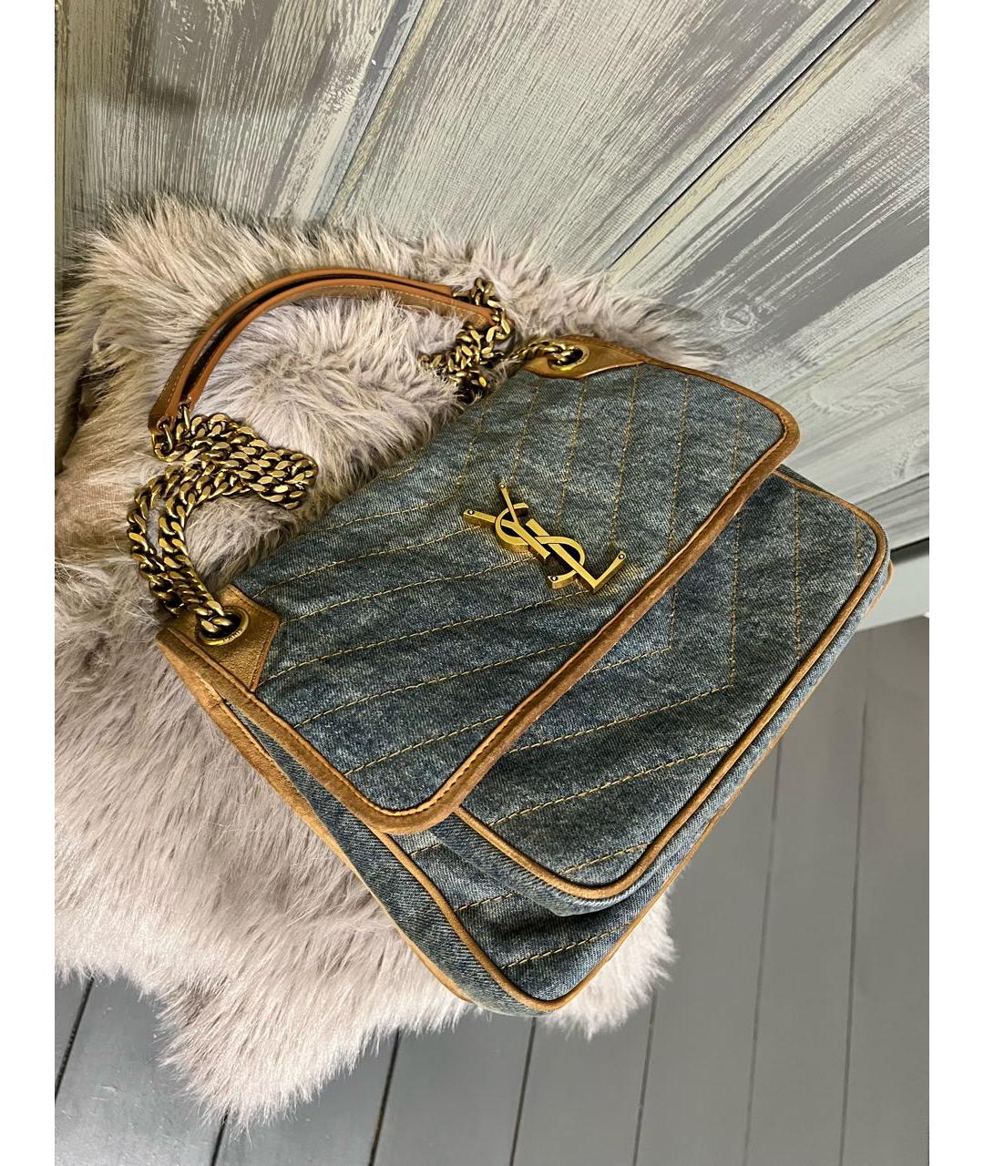SAINT LAURENT Голубая деним сумка через плечо, фото 2