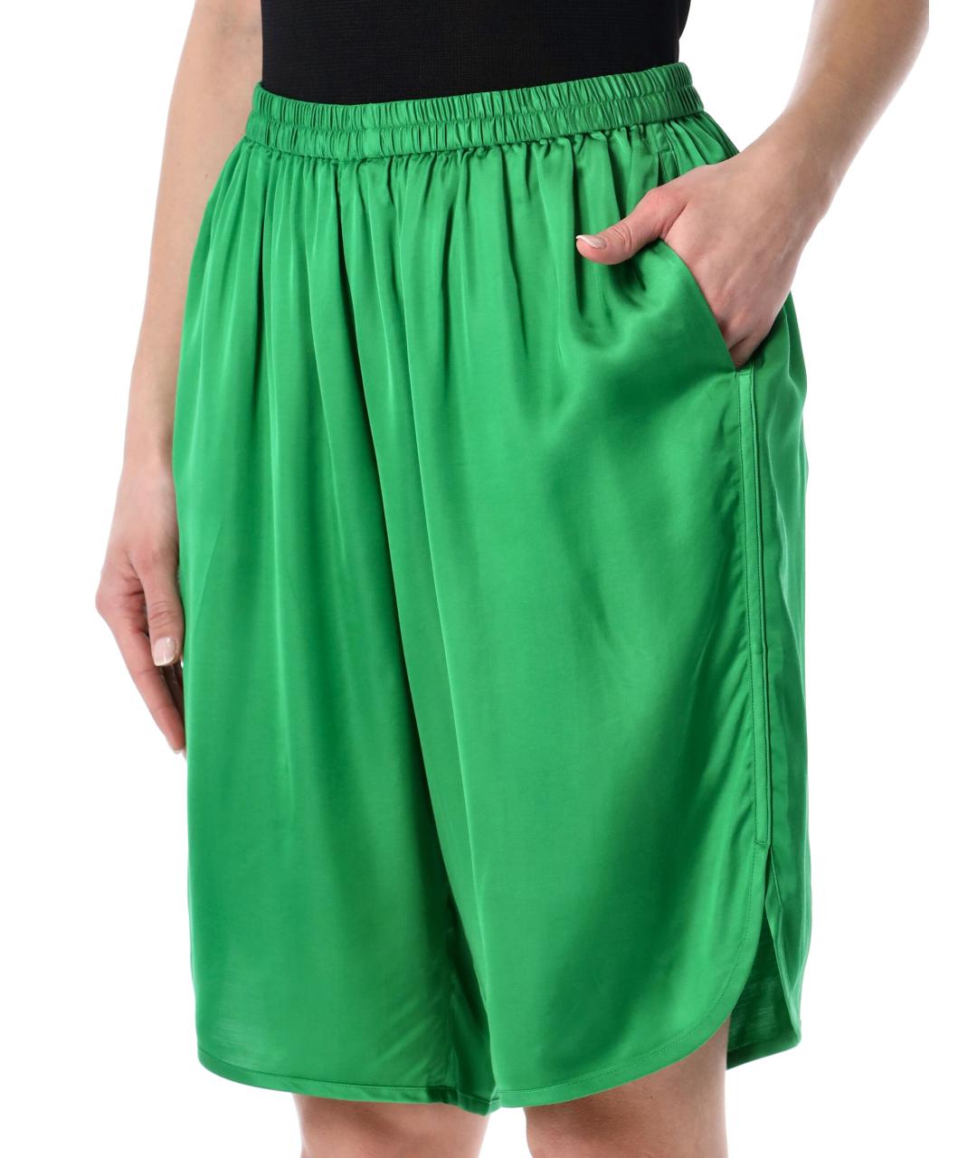 THE FRANKIE SHOP Зеленые шелковые шорты, фото 3