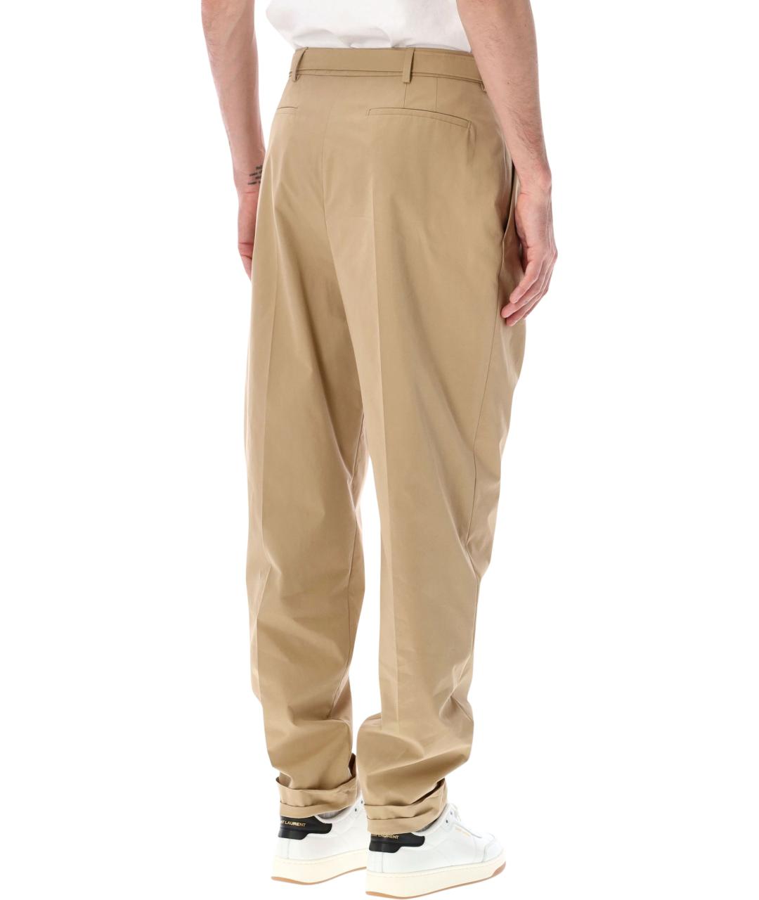 SAINT LAURENT Бежевые хлопковые повседневные брюки, фото 2