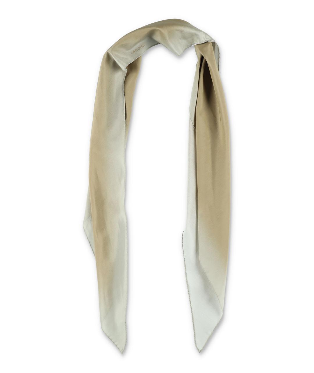 LARDINI Бежевый шелковый шарф, фото 1