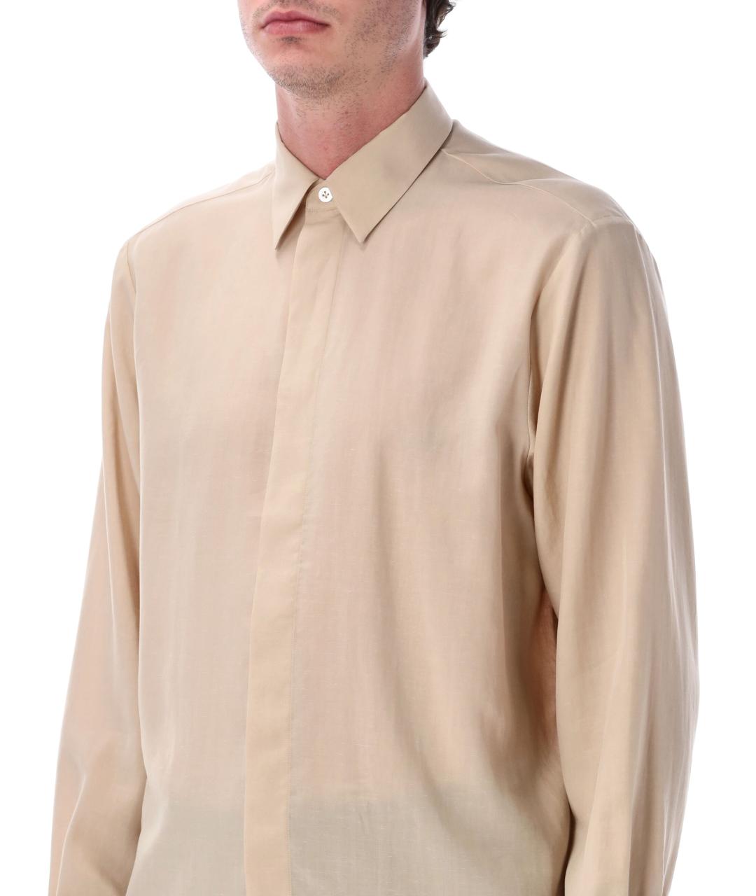 LARDINI Бежевая хлопковая классическая рубашка, фото 3
