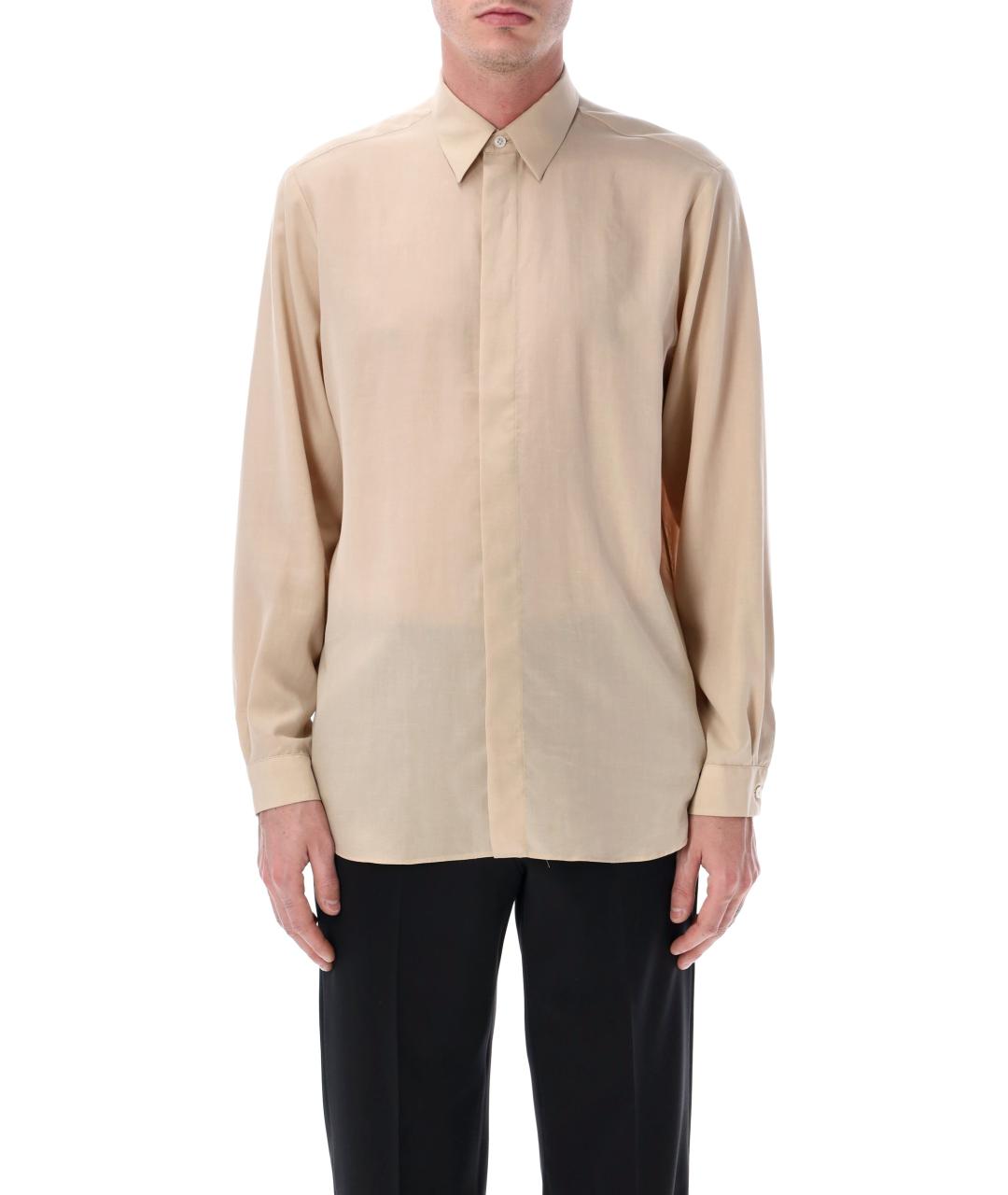 LARDINI Бежевая хлопковая классическая рубашка, фото 1