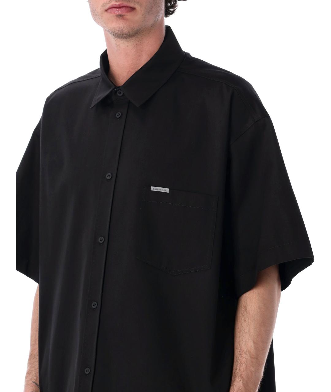 BALENCIAGA Черная хлопковая кэжуал рубашка, фото 3
