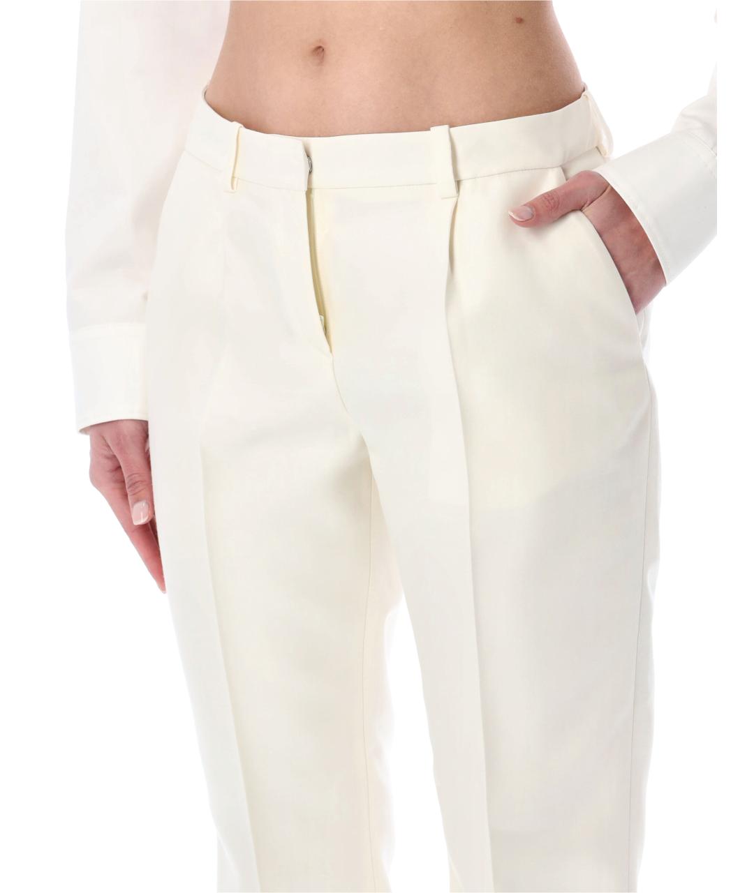 BALENCIAGA Белые шерстяные прямые брюки, фото 3