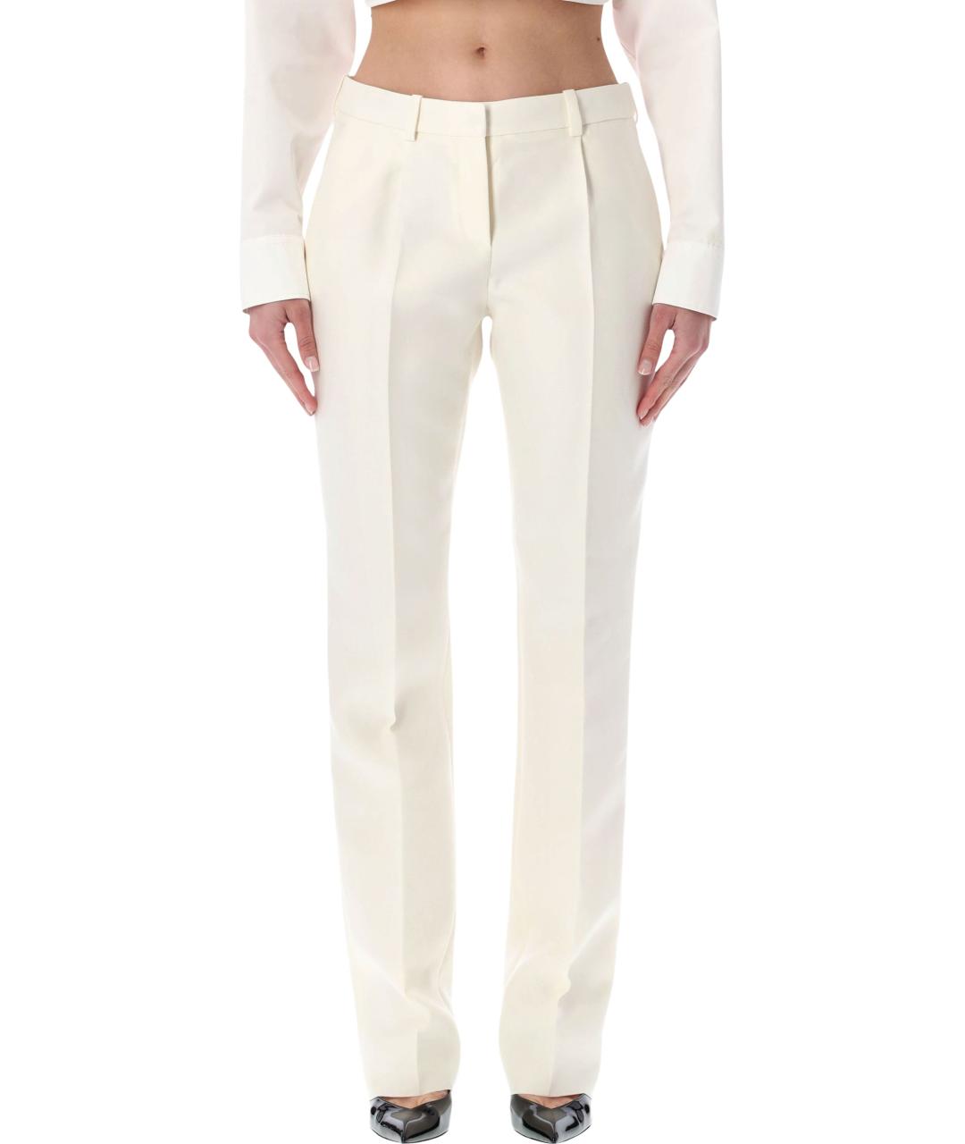 BALENCIAGA Белые шерстяные прямые брюки, фото 1