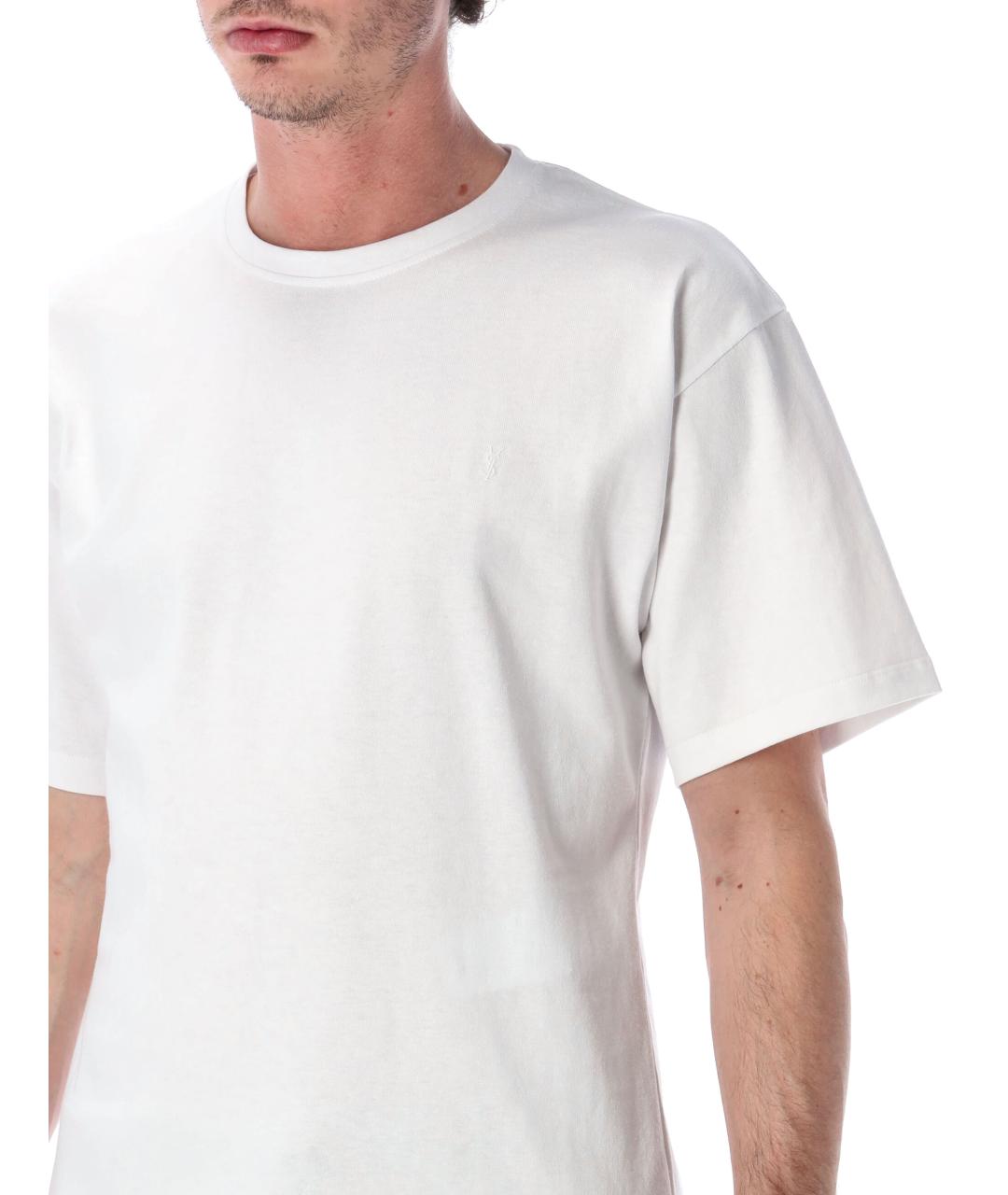 SAINT LAURENT Белая хлопковая футболка, фото 3