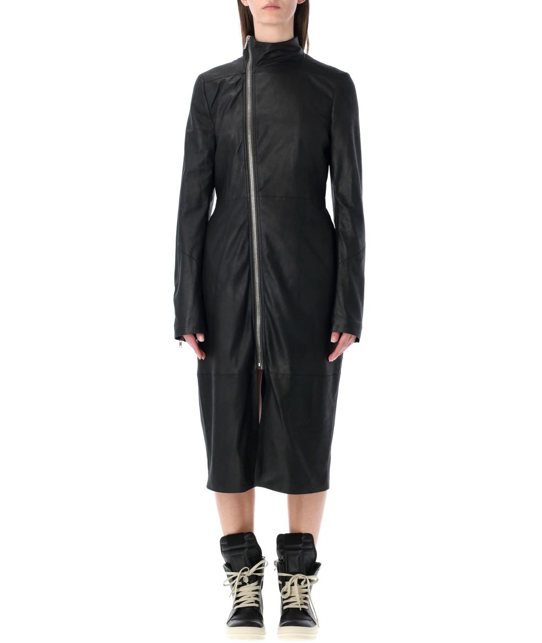 RICK OWENS Черный кожаный тренч/плащ, фото 1