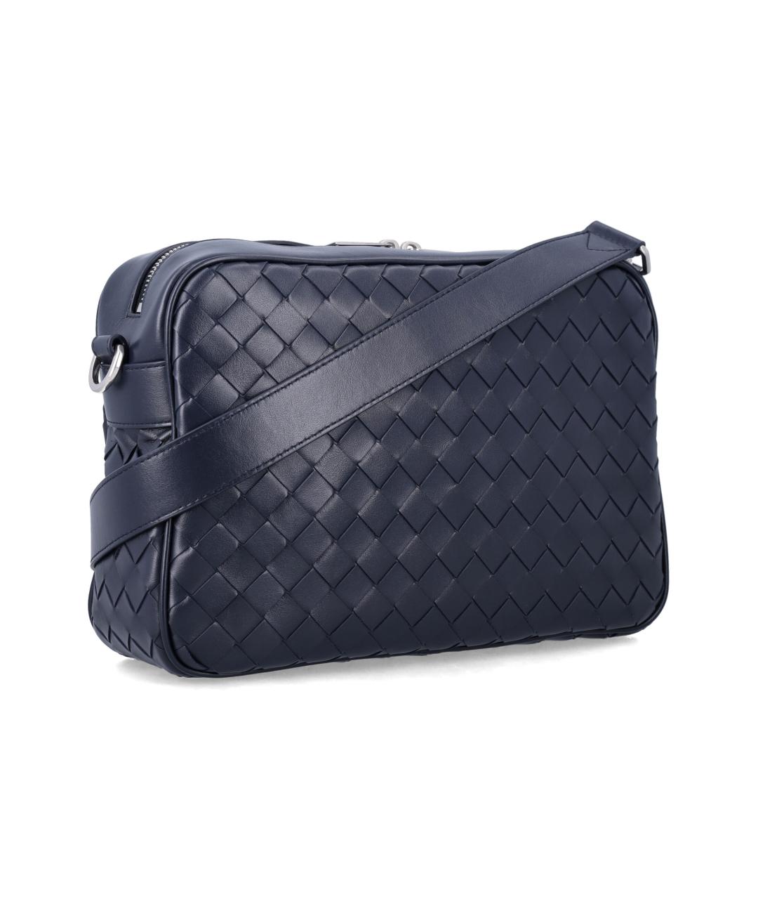 BOTTEGA VENETA Темно-синяя кожаная сумка на плечо, фото 2
