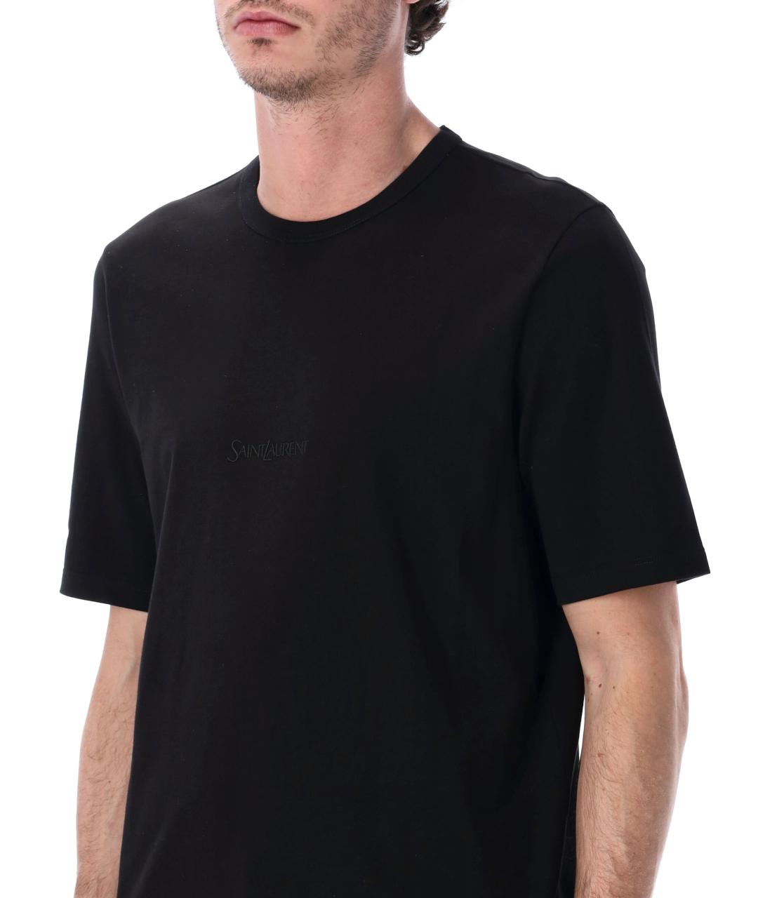SAINT LAURENT Черная хлопковая футболка, фото 3