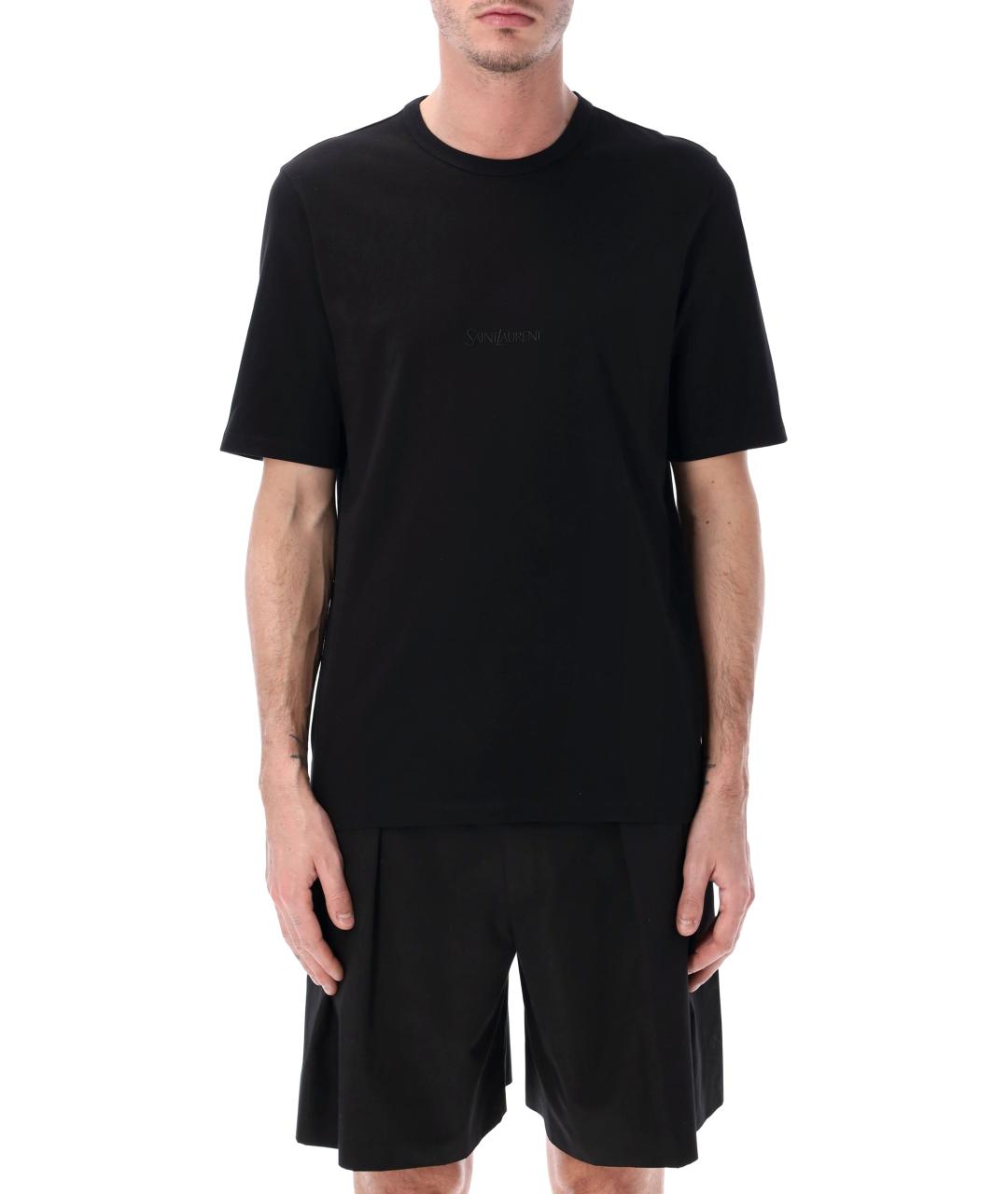 SAINT LAURENT Черная хлопковая футболка, фото 1