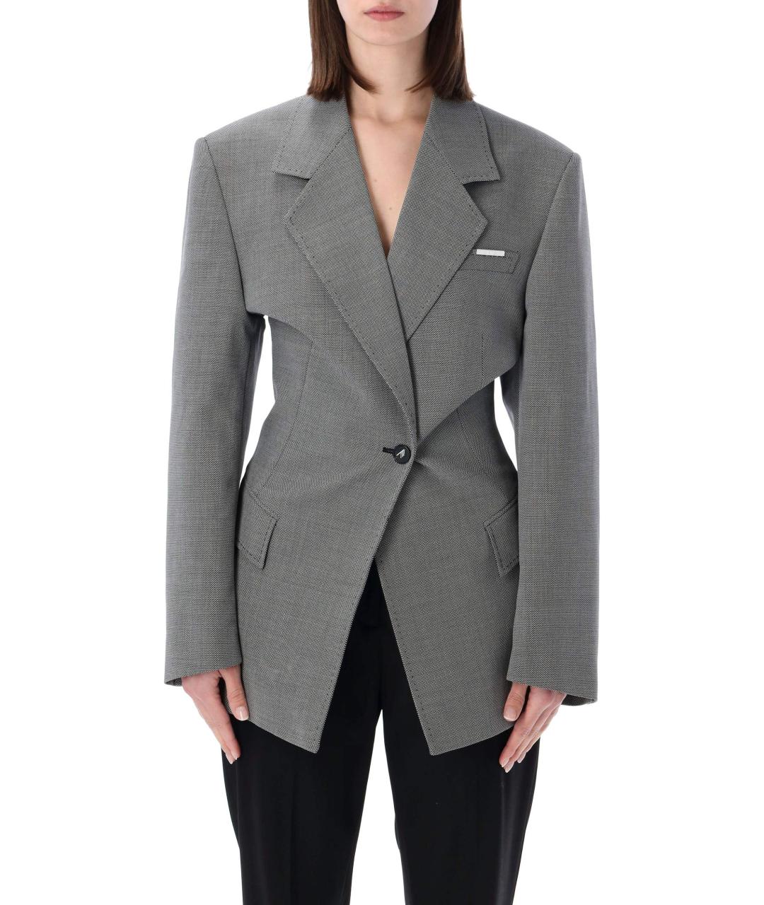 THE ATTICO Серый шерстяной жакет/пиджак, фото 1