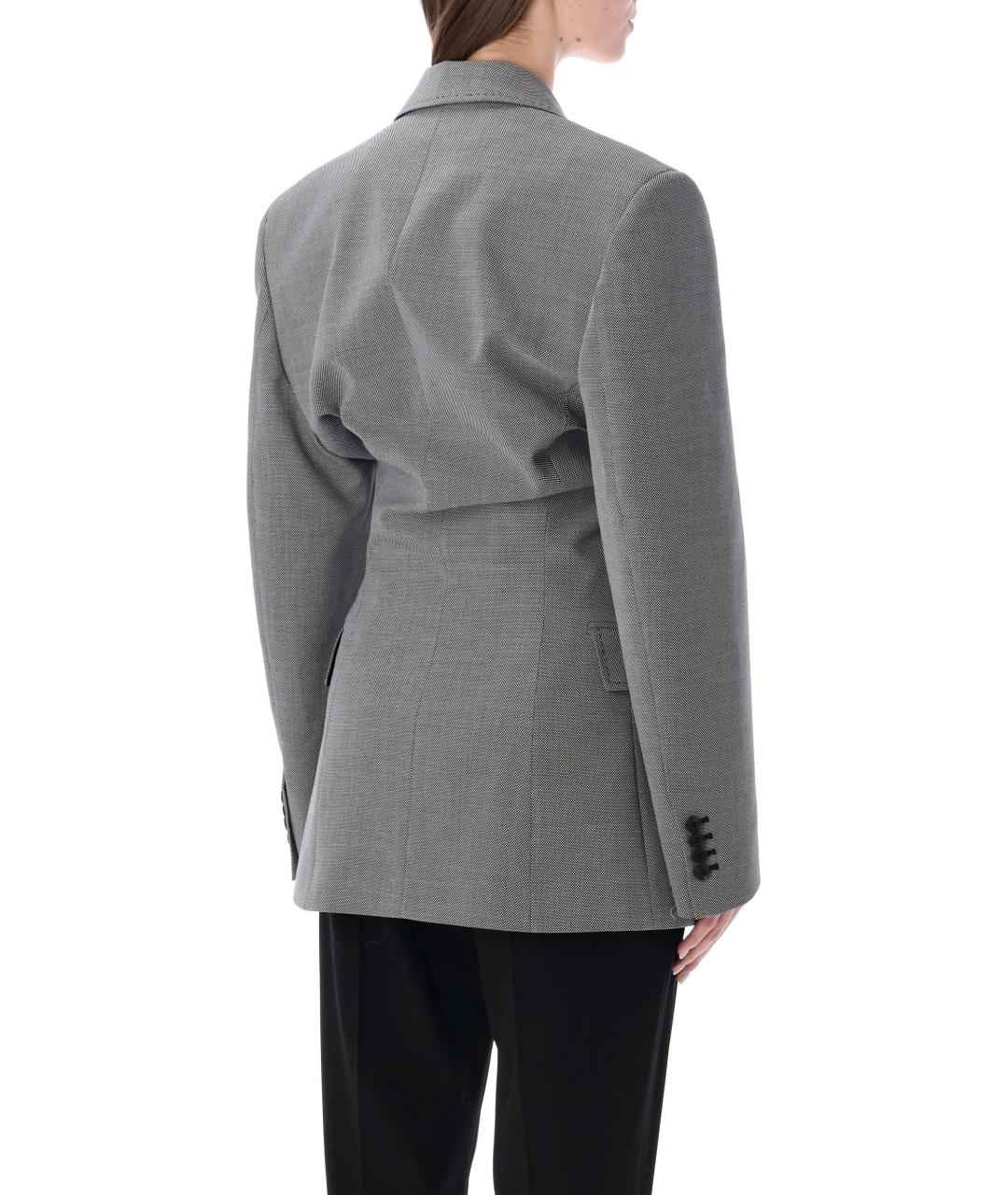 THE ATTICO Серый шерстяной жакет/пиджак, фото 2