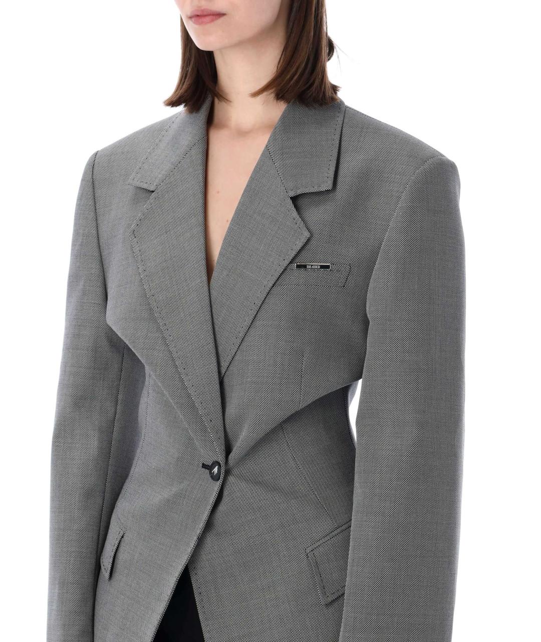 THE ATTICO Серый шерстяной жакет/пиджак, фото 3