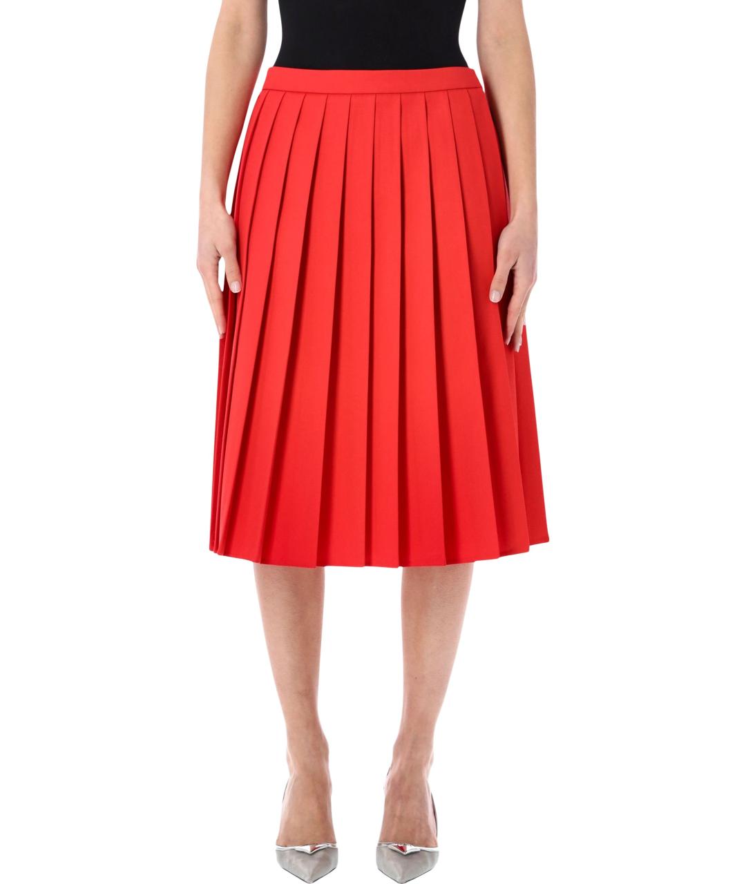 PRADA Красная полиэстеровая юбка миди, фото 1