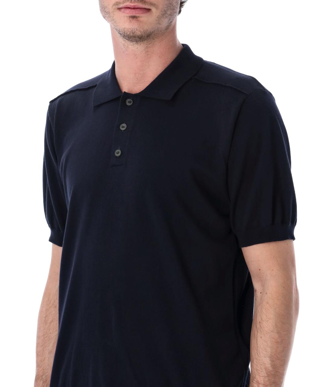 CP COMPANY Темно-синее хлопковое поло с коротким рукавом, фото 3