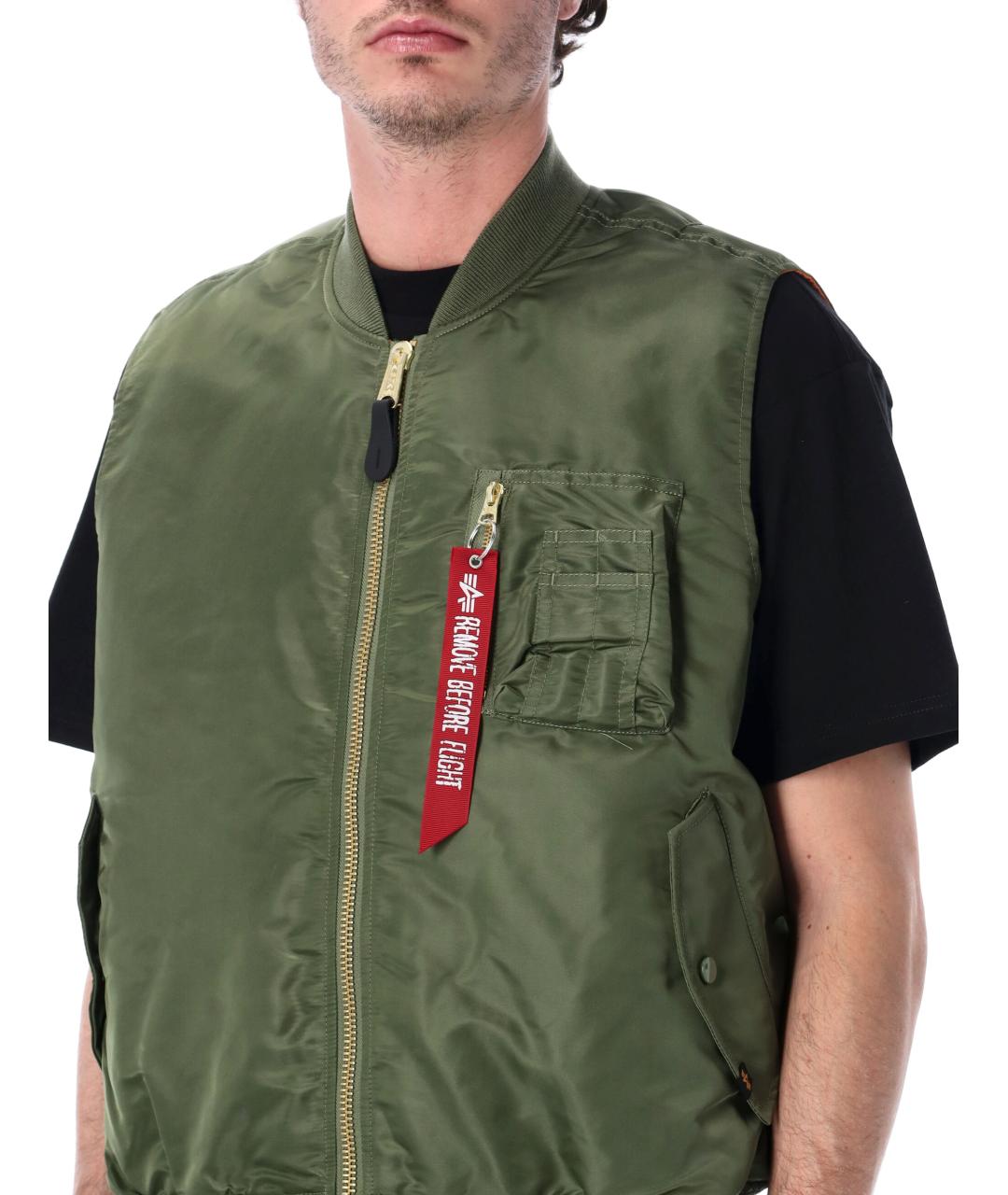 ALPHA INDUSTRIES Зеленый полиамидовый жилет, фото 3