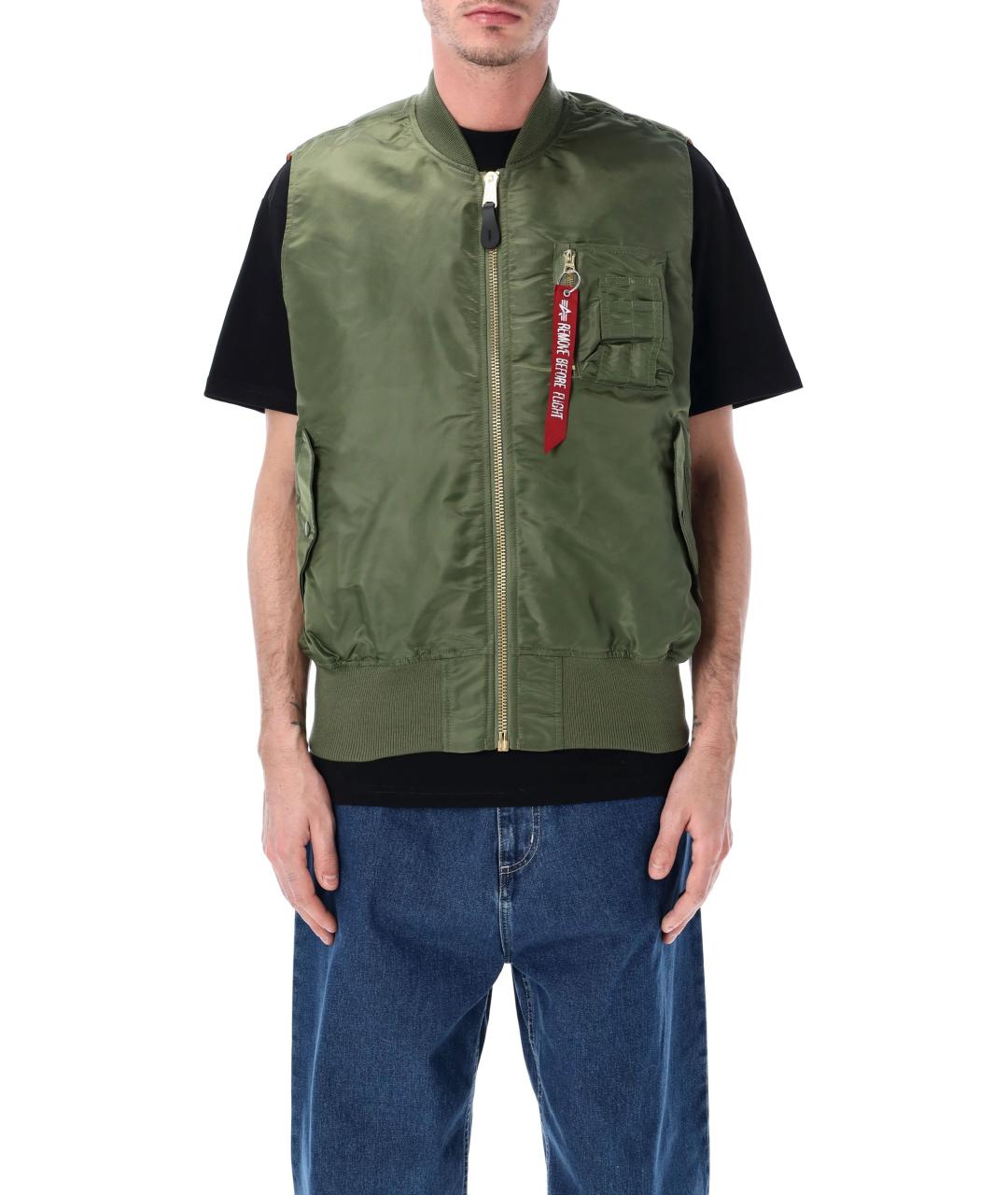 ALPHA INDUSTRIES Зеленый полиамидовый жилет, фото 1