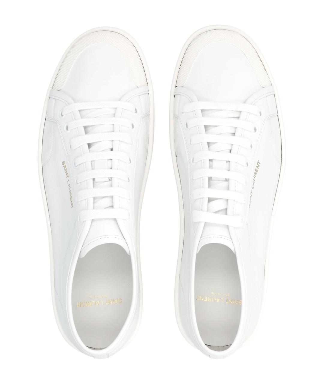 SAINT LAURENT Белые кожаные низкие кроссовки / кеды, фото 2