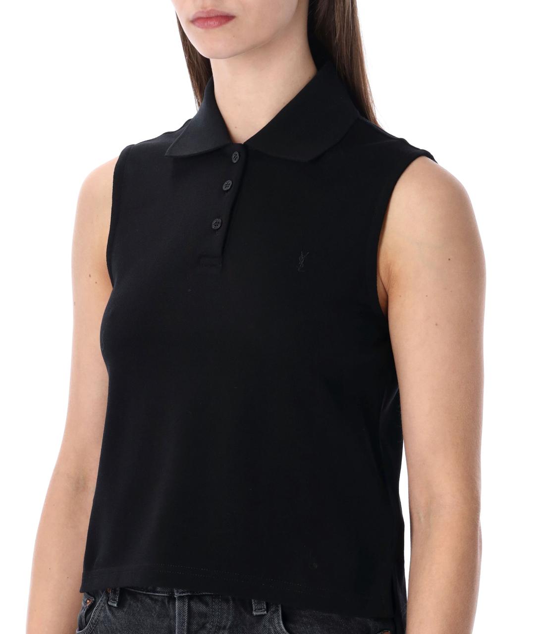 SAINT LAURENT Черная хлопковая майка, фото 3