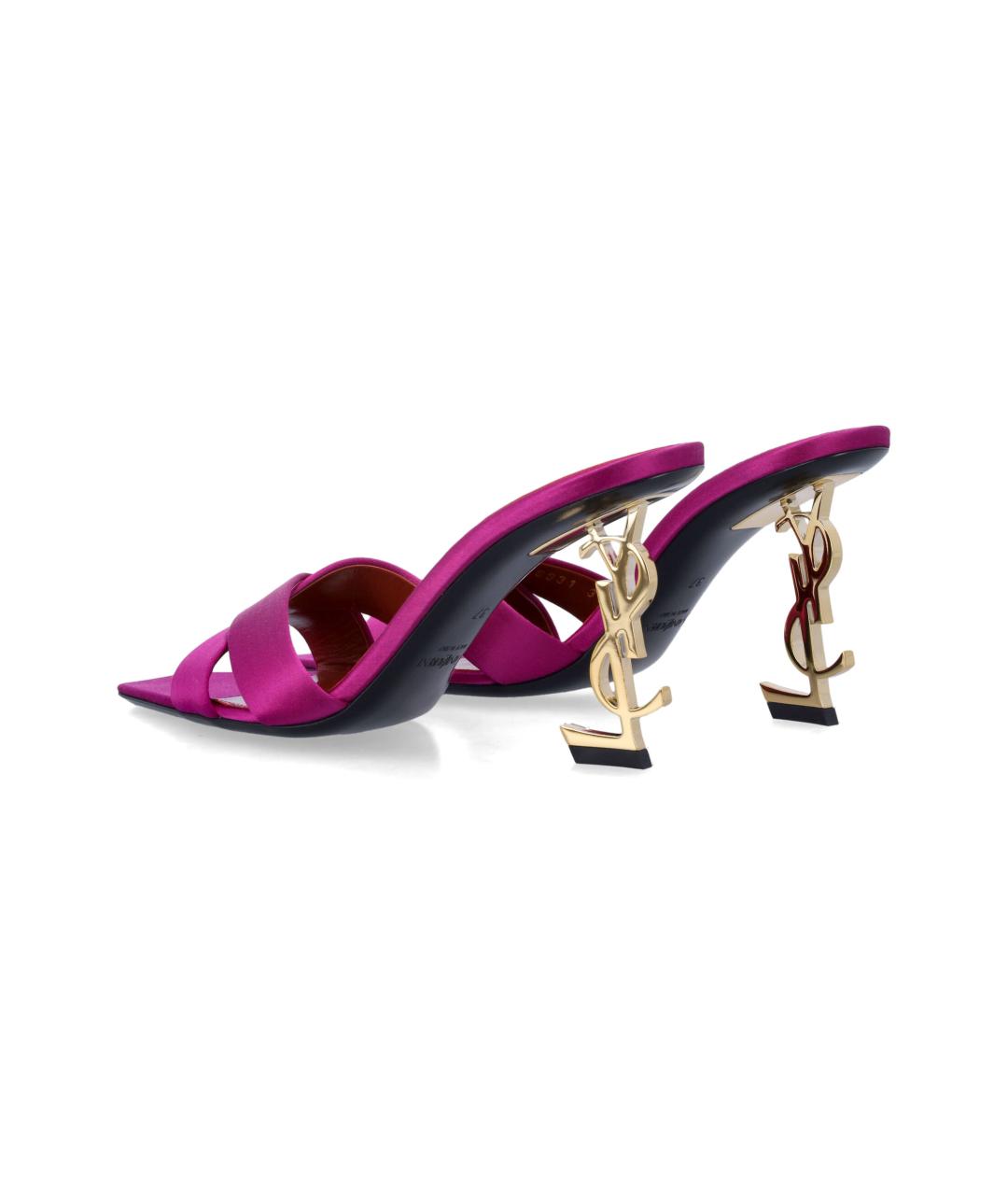 SAINT LAURENT Фуксия текстильные мюли, фото 3