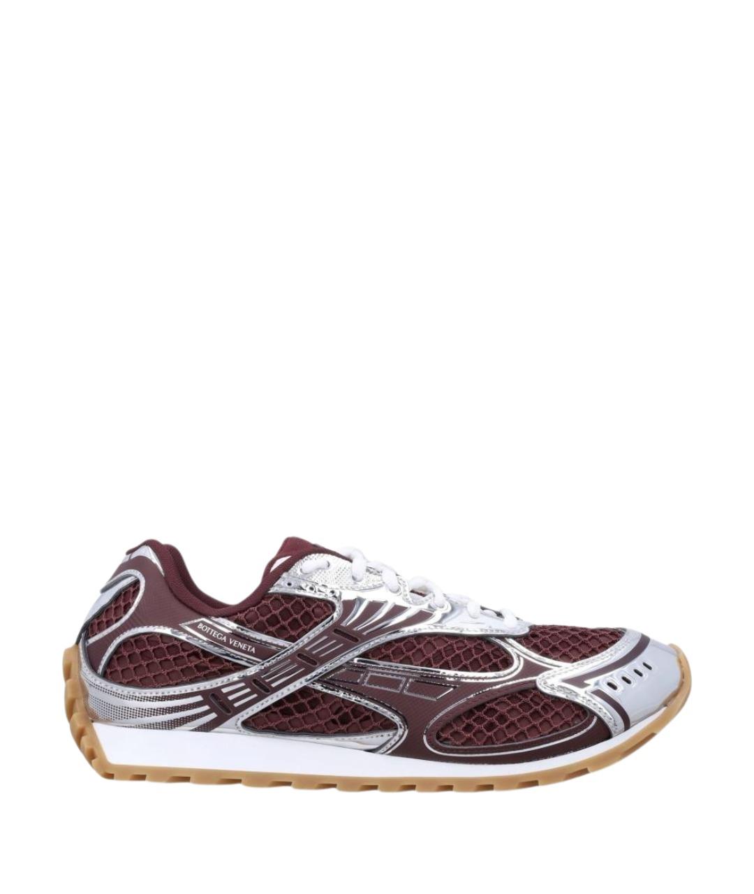 BOTTEGA VENETA Бордовые синтетические низкие кроссовки / кеды, фото 1