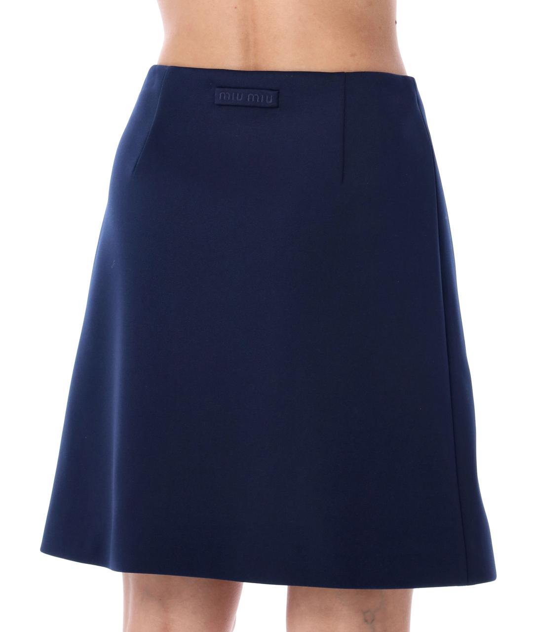 MIU MIU Синяя полиэстеровая юбка мини, фото 3