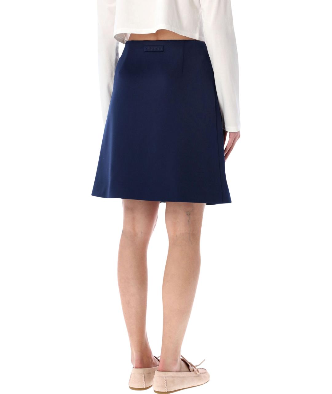 MIU MIU Синяя полиэстеровая юбка мини, фото 2