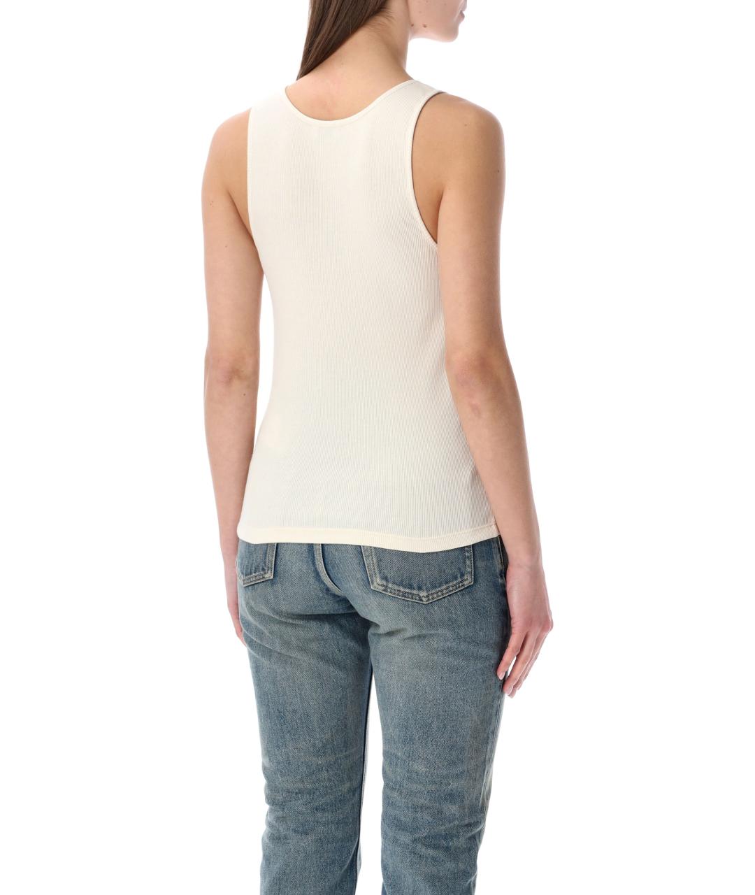 SAINT LAURENT Бежевая хлопковая майка, фото 2