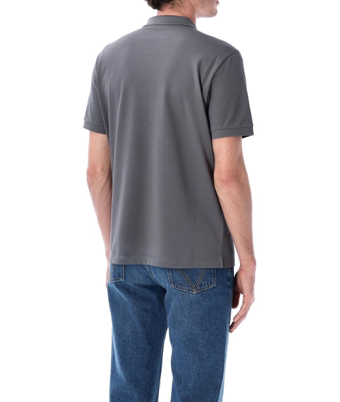 PRADA Серое хлопковое поло с коротким рукавом, фото 2