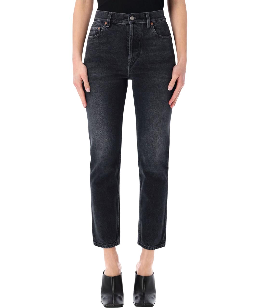 SAINT LAURENT Черные хлопковые джинсы слим, фото 1