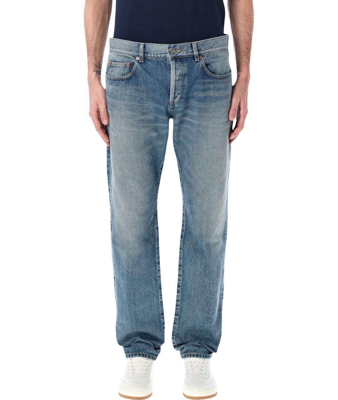 SAINT LAURENT Голубые хлопковые джинсы скинни, фото 1