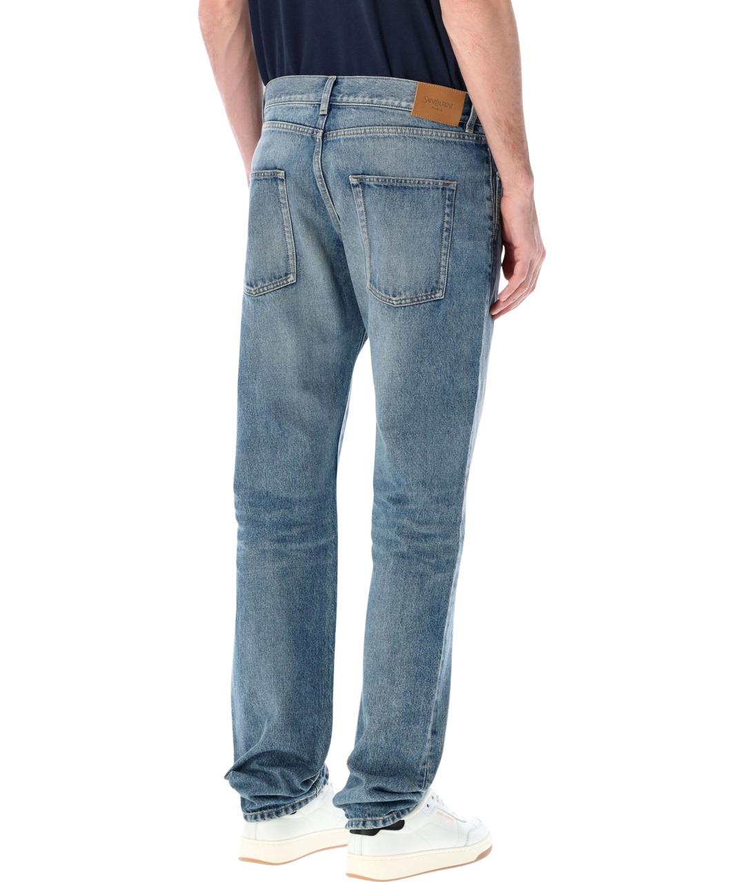 SAINT LAURENT Голубые хлопковые джинсы скинни, фото 2