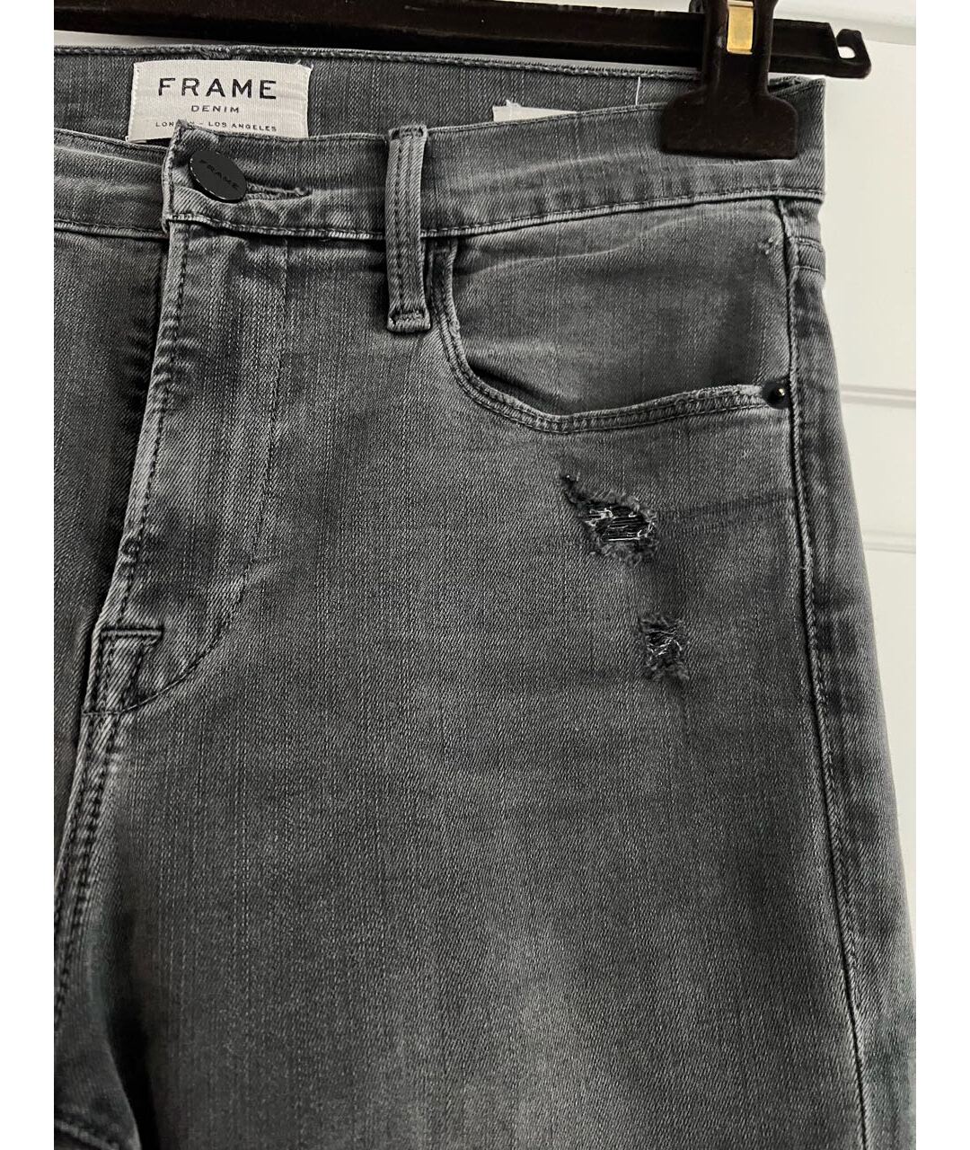FRAME Антрацитовые хлопко-эластановые джинсы слим, фото 4