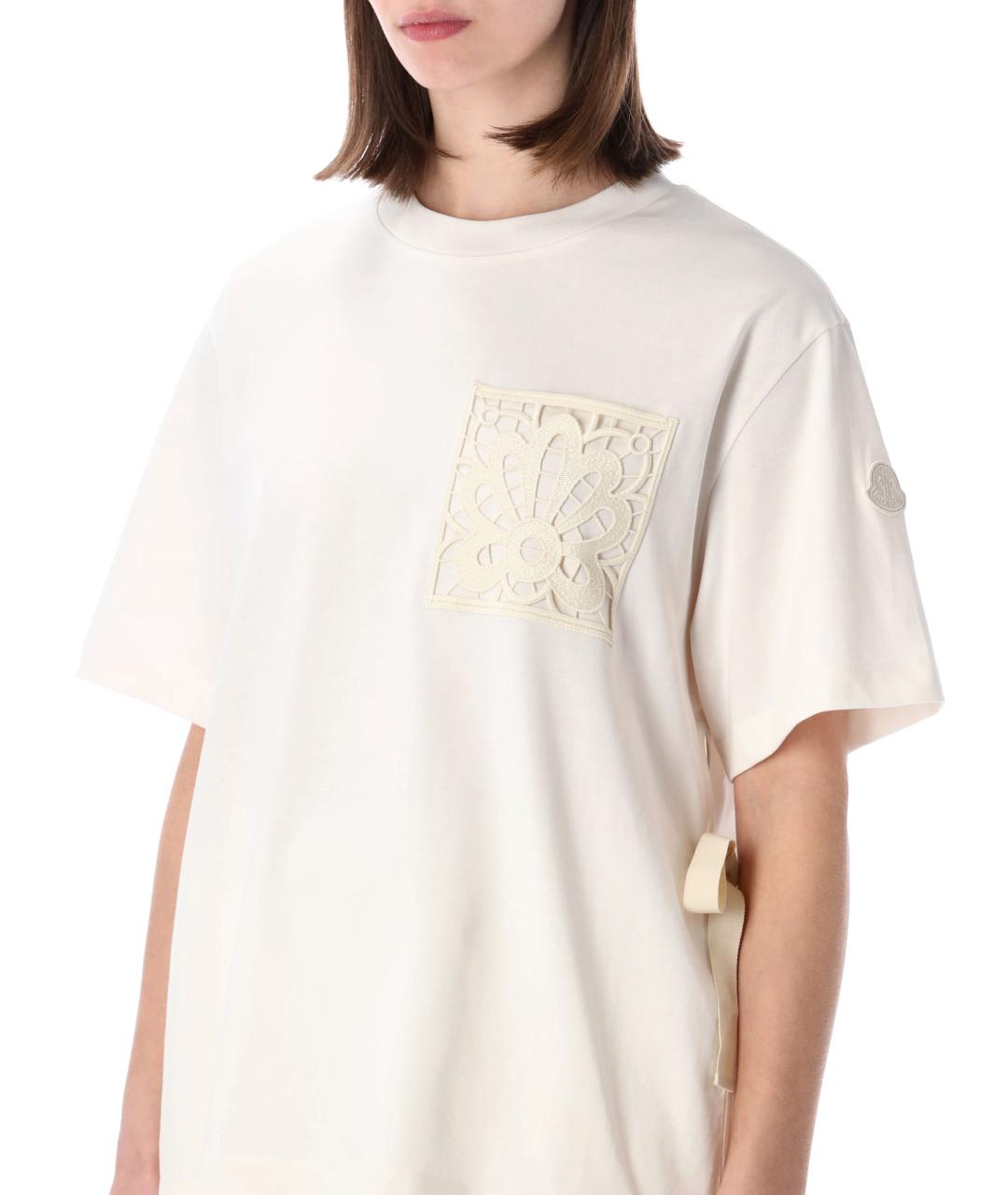 MONCLER Белая хлопковая футболка, фото 3