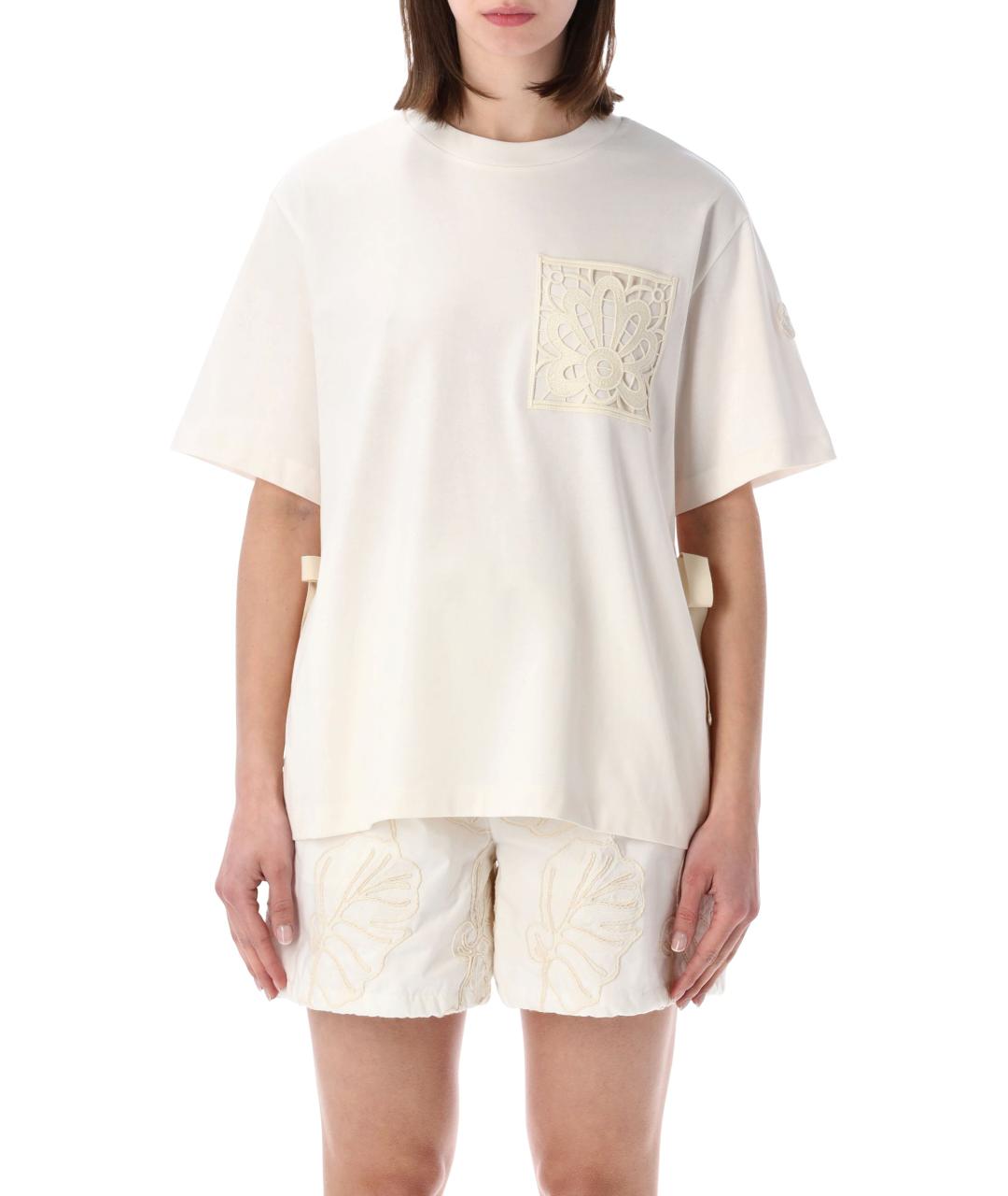 MONCLER Белая хлопковая футболка, фото 1