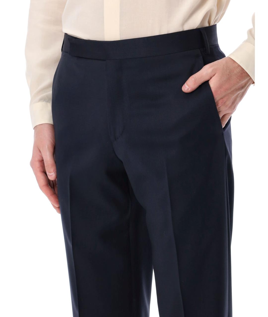 LARDINI Синие шерстяные повседневные брюки, фото 3