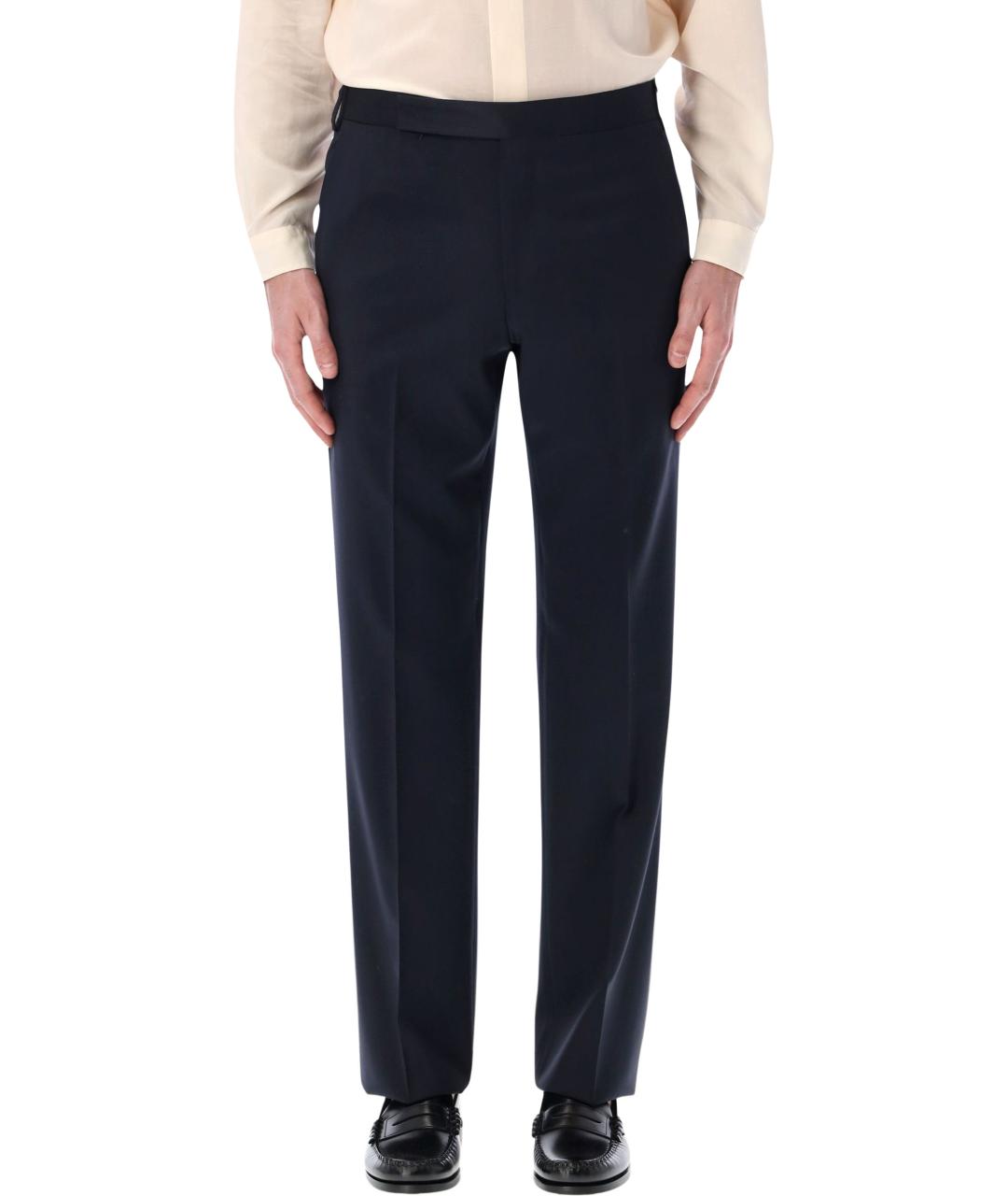 LARDINI Синие шерстяные повседневные брюки, фото 1